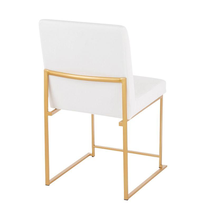 LumiSource Set of 2 High Back Fuji Contemporary Dining Chairs Gold/White Velvet : Chrome-Plated, Metal Legs, Velvet Upholstery