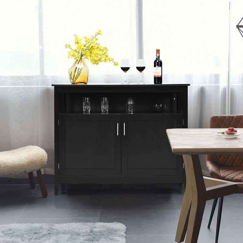 Black Pinewood Traditional Buffet Sideboard with 2 Doors