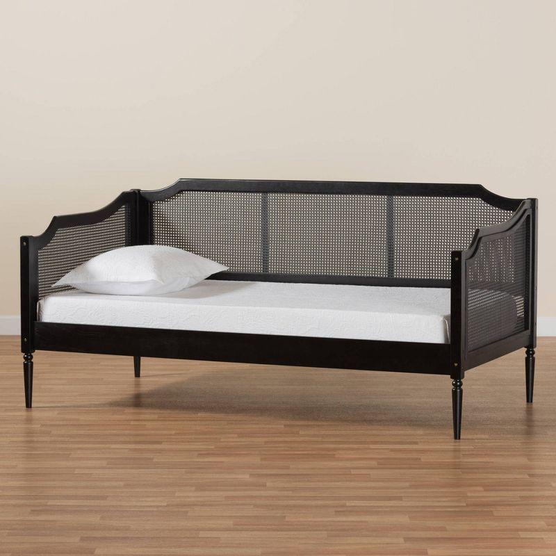 Twin Hancock Wood & Synthetic Rattan Daybed Charcoal - Baxton Studio: Frame, No Trundle