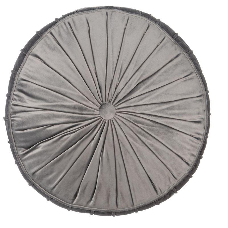 Light Grey Velvet Round Tufted Floor Pillow