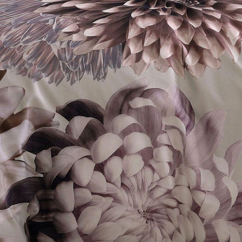 Bebejan Dahlia 200 Thread Count 100% Cotton Sateen 3 Piece Reversible Duvet Cover Set - Queen