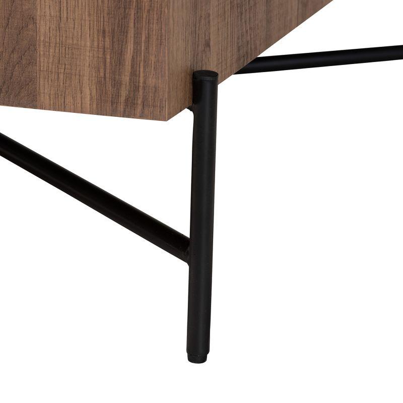 Baxton Studio Savion Modern Industrial Walnut Brown Finished Wood and Black Metal Coffee Table