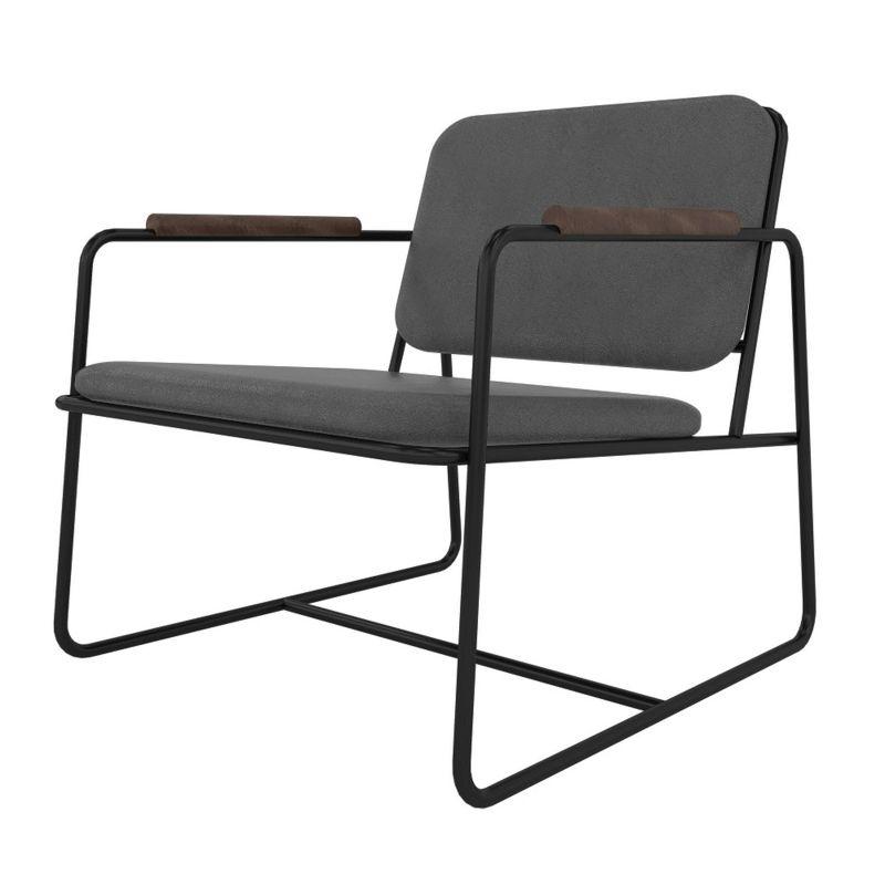 2.0 Whythe Low Accent Chair Black - Manhattan Comfort: Faux Leather, Steel Legs, No Assembly Required
