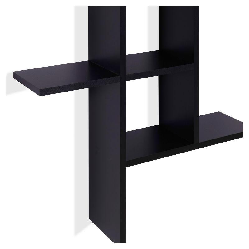 Danya B. 40" x 24" Cantilever Wall Shelf Black: Modern Laminated MDF, 4-Tier Storage, Includes Mounting Hardware