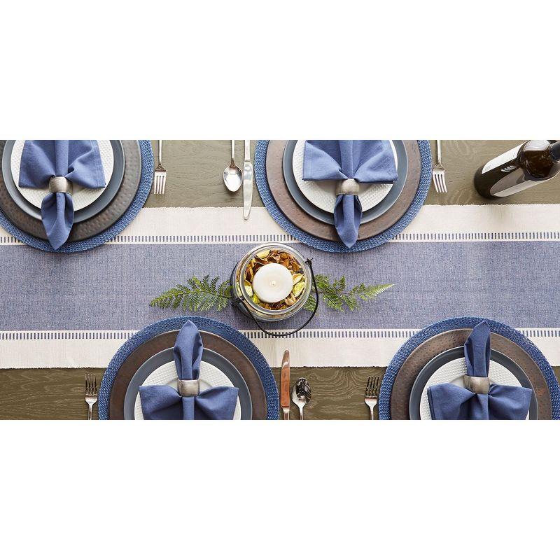 Design Imports  Ribbed Dobby Stripe Table Runner, French Blue, 13X108"