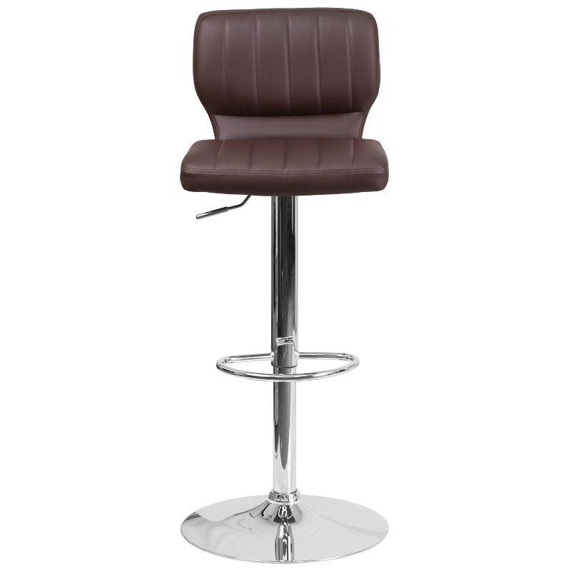 Elevate Brown Vinyl Swivel Adjustable Barstool with Chrome Finish