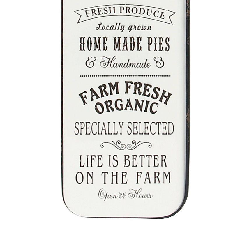 42" x 16" Vintage Country Iron Farmhouse Metal Sign Wall Decor Black - Olivia & May: Glazed White Rectangular Panel