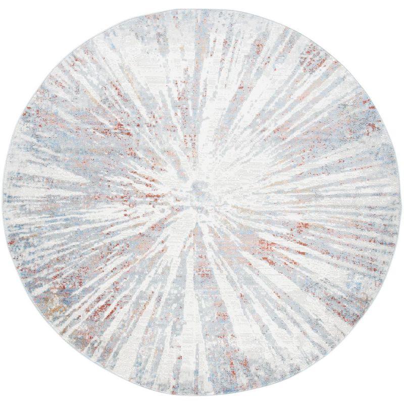 Amelia ALA449 Power Loomed Indoor Area Rug - Grey/Rust - 6'7" Round - Safavieh