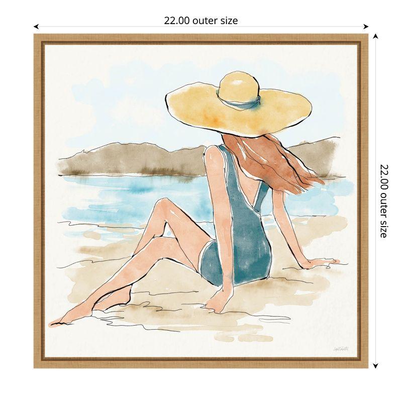 Sylvie Maple Framed Watercolor Beach Scene Canvas Art