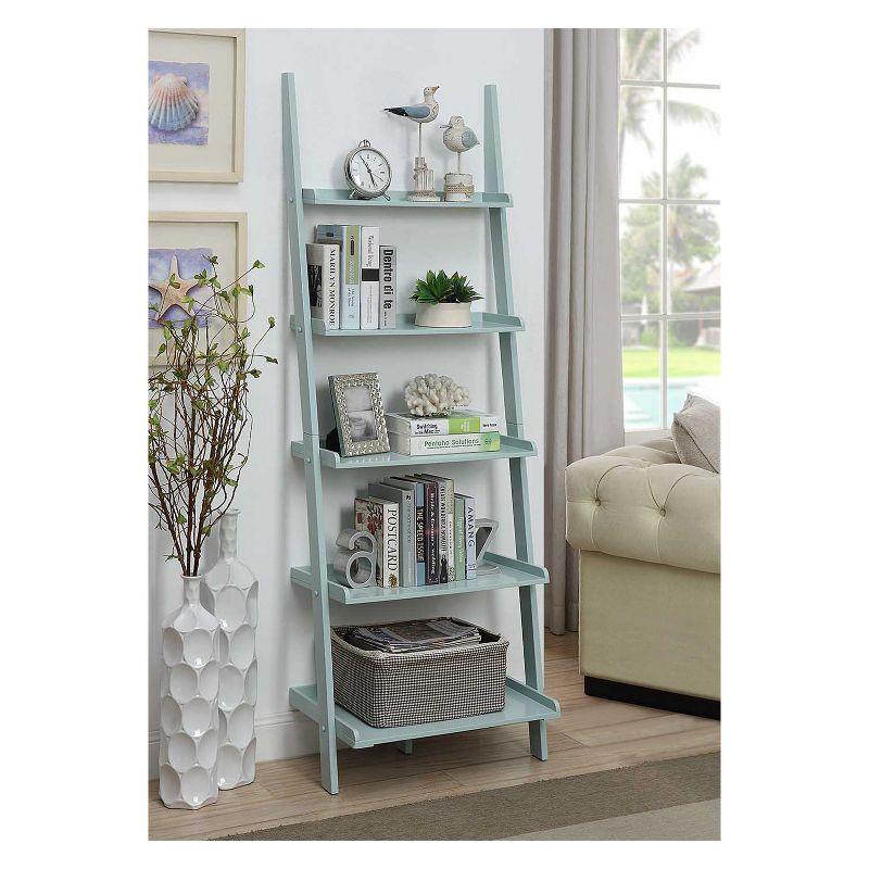 Sea Foam 72" Ladder Bookshelf with 5 Shelves