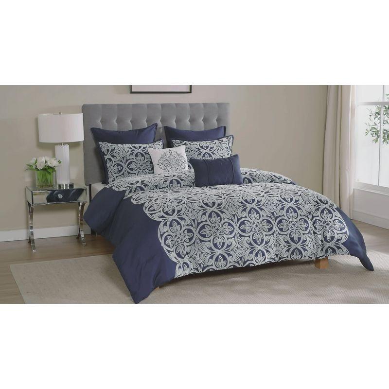 Navy Microfiber 7-Piece Comforter Set with Euro Shams