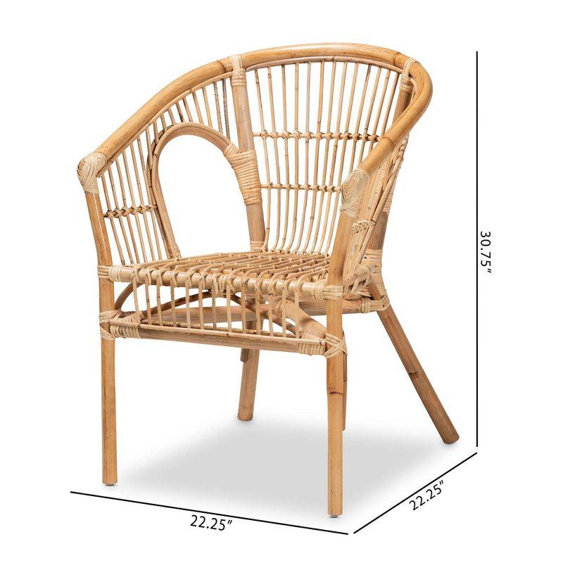 Alleta Modern Bohemian Rattan Dining Arm Chair