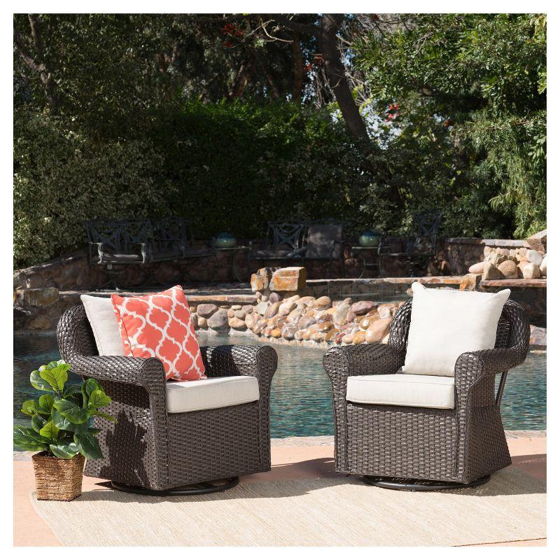 Amaya Set of 2 Wicker Swivel Rocking Chair: Patio Furniture, UV & Weather-Resistant - Christopher Knight Home