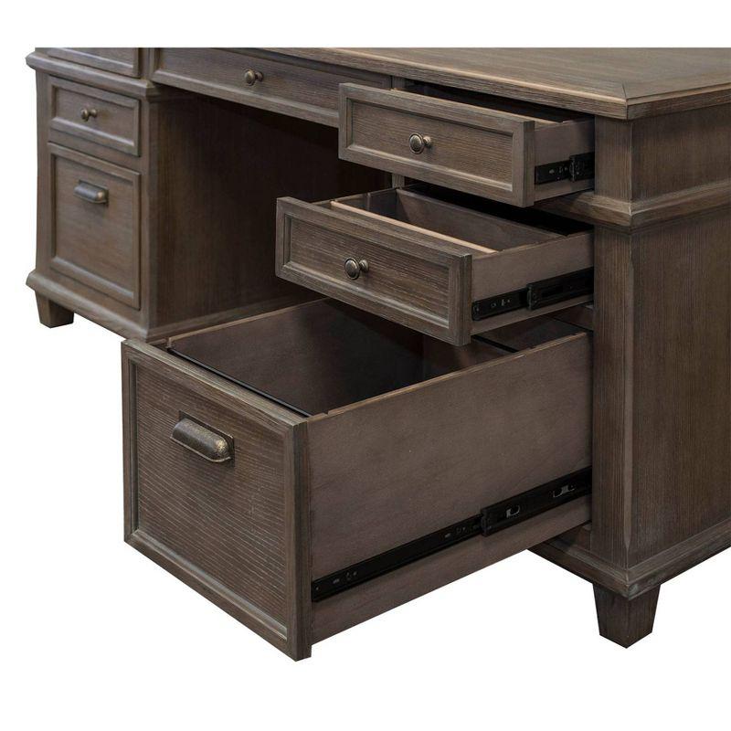 Carson Double Pedestal Desk Brown - Martin Furniture: Solid Wood, Veneers, No Assembly Required
