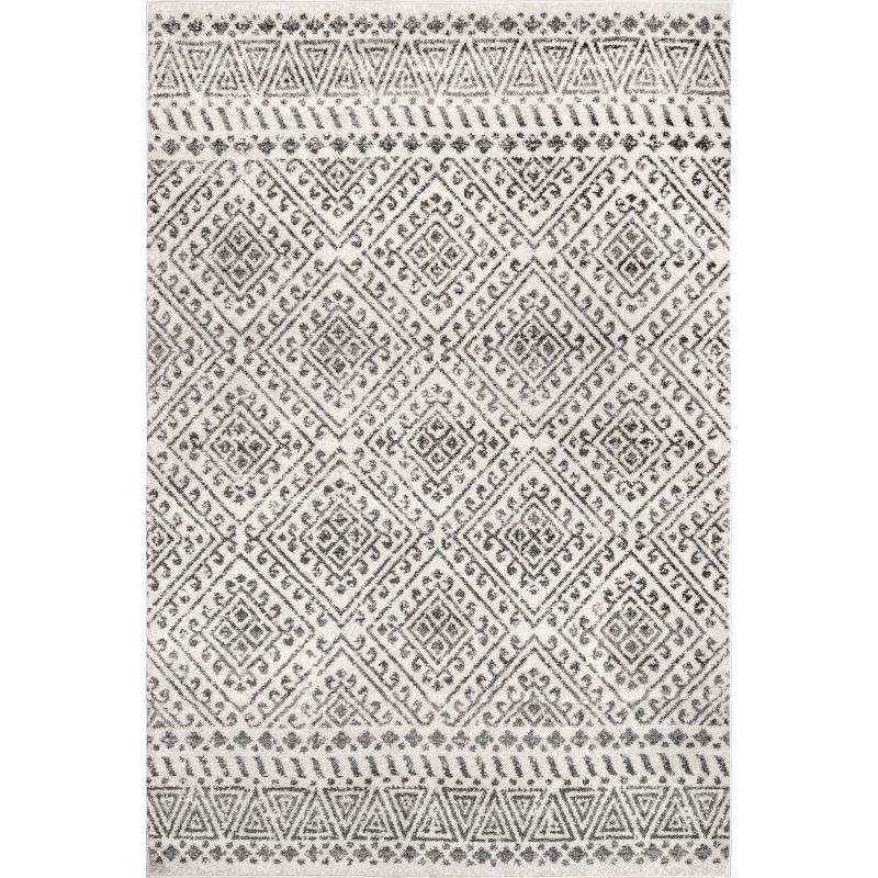 Nuloom Camila Geometric 7x9 Indoor Area Rug for Living Room Bedroom Dining Room Kitchen, Off White/Ivory