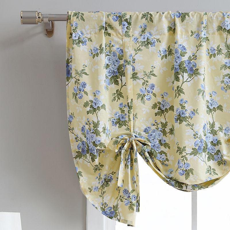 Laura Ashley Laura Ashley Cassidy Yellow Floral 100% Cotton Tie Window Valance