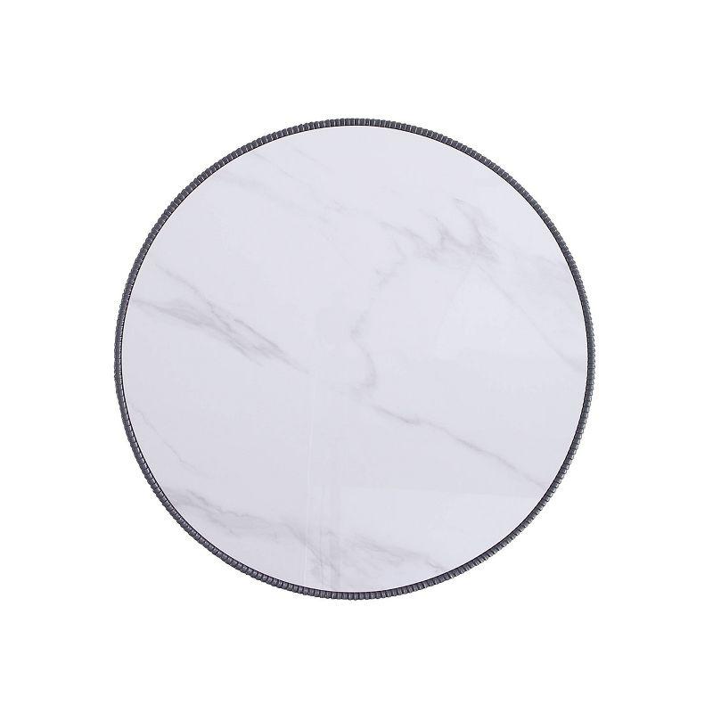 Manhattan Comfort Anderson Leatherette Upholstered Coffee Table with Faux Marble Tabletop Gray