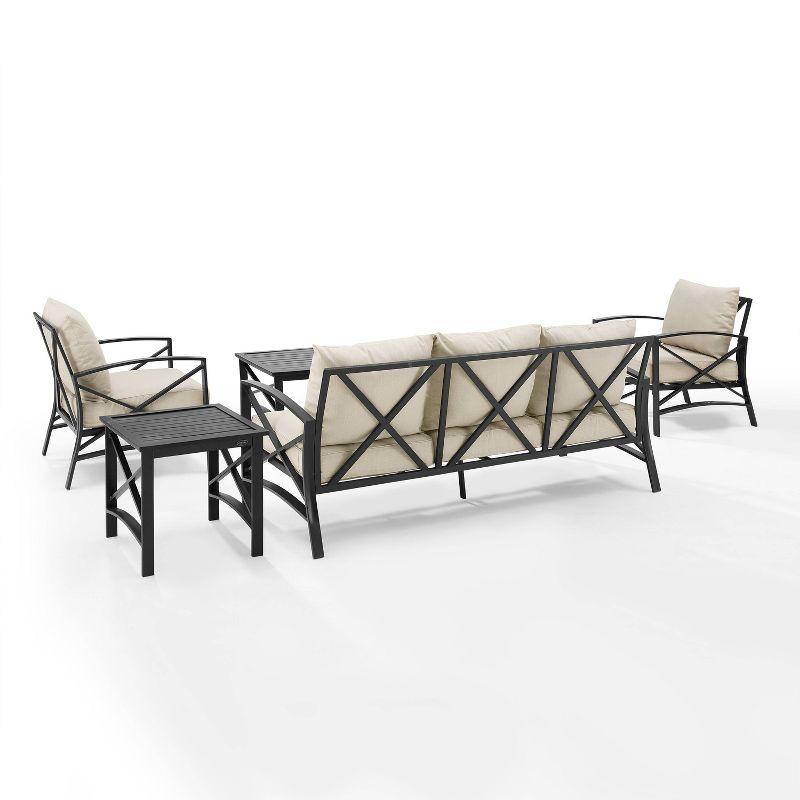 Kaplan 5pc Outdoor Sofa Set with Sofa & 2 Chairs with Coffee Table & Side Table - Crosley