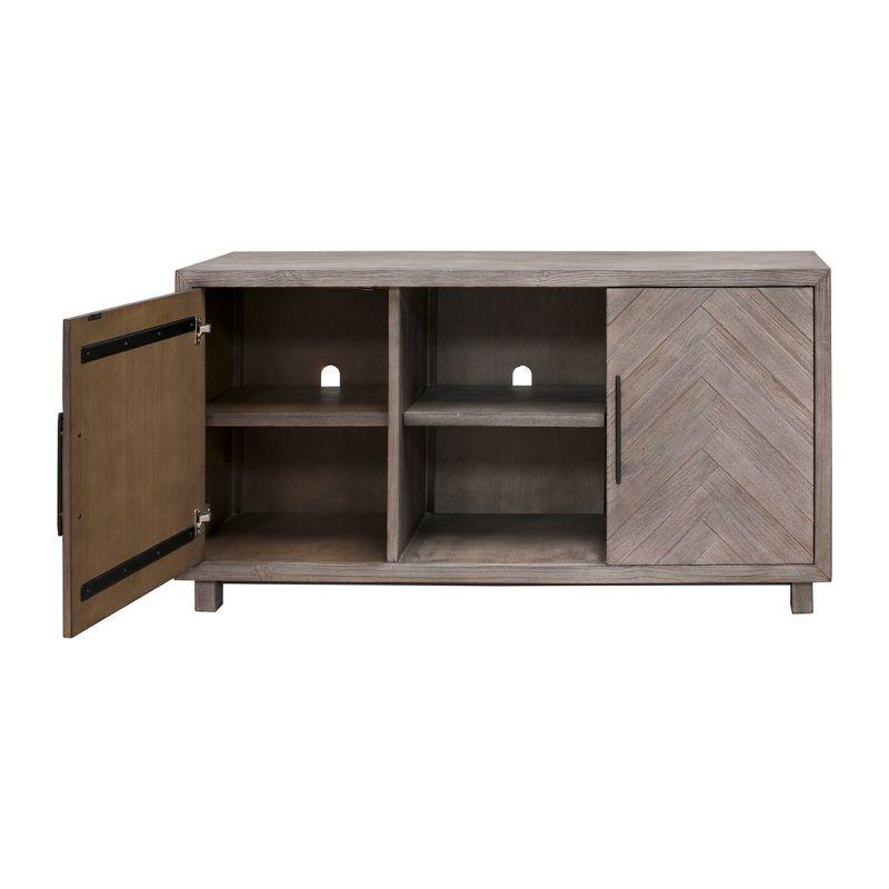 Palisade Console TV Stand for TVs up to 60" Gray - Martin Furniture: Herringbone Pattern, Iron Hardware