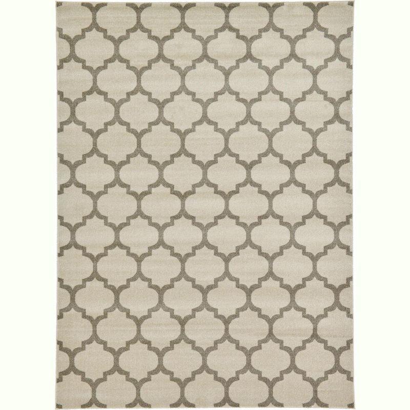 Beige and Tan Trellis Low Pile Area Rug