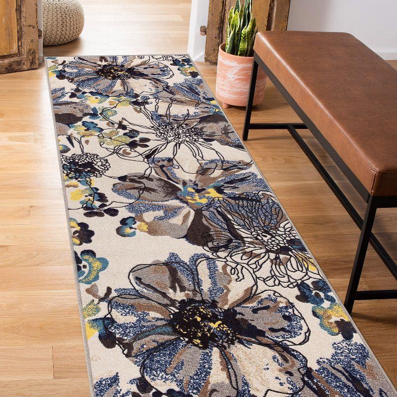 World Rug Gallery Modern Bright Flowers Non-Slip Area Rug