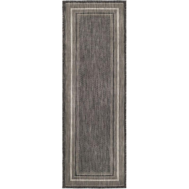 Unique Loom 2' 0 x 6' 1 Runner Indoor/Outdoor Border Black Runner Rug