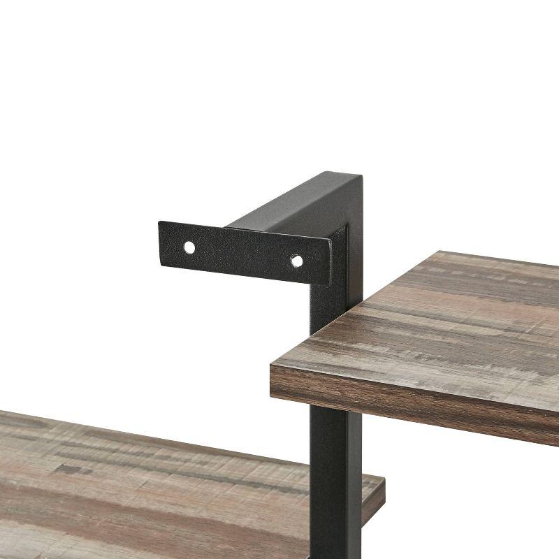 4-Tier Sienna Vertical Wall Shelf Unit Black/Rustic - Danya B.: Industrial Iron Frame, Laminated Surface