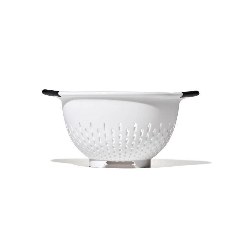 OXO Softworks Colander with Black Handles: 3 Qt White Plastic Strainer, Dishwasher-Safe Kitchen Drainer