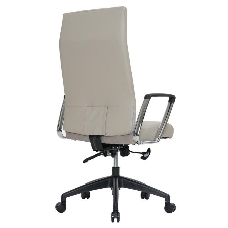 LeisureMod Hilton High-Back Adjustable Office Conference Chair Upholstered in Leather with Steel Frame in Tan