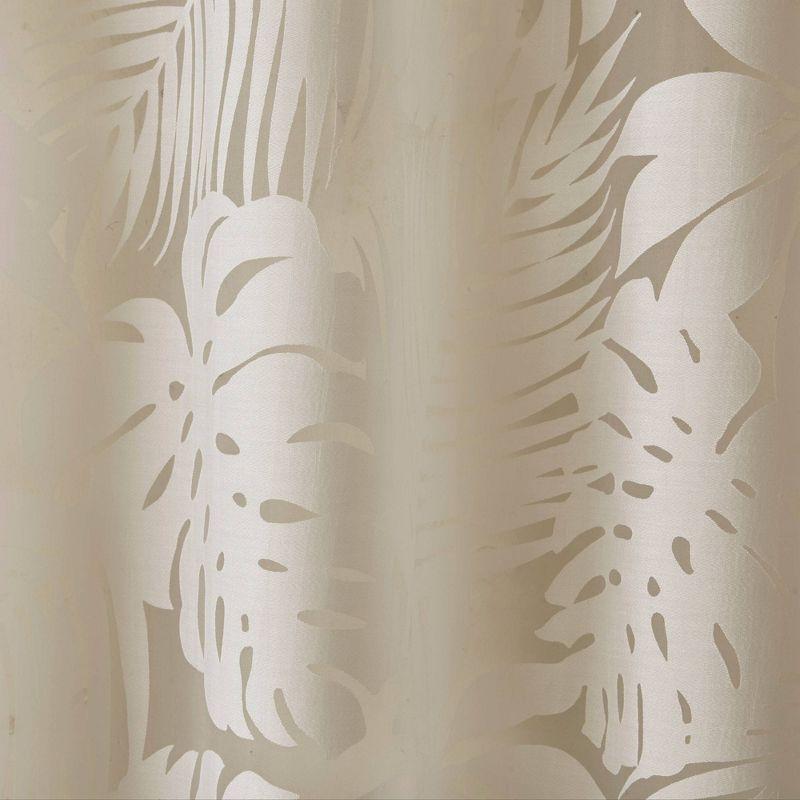 Natural Beige Palm Leaf Sheer Grommet Curtain Panel