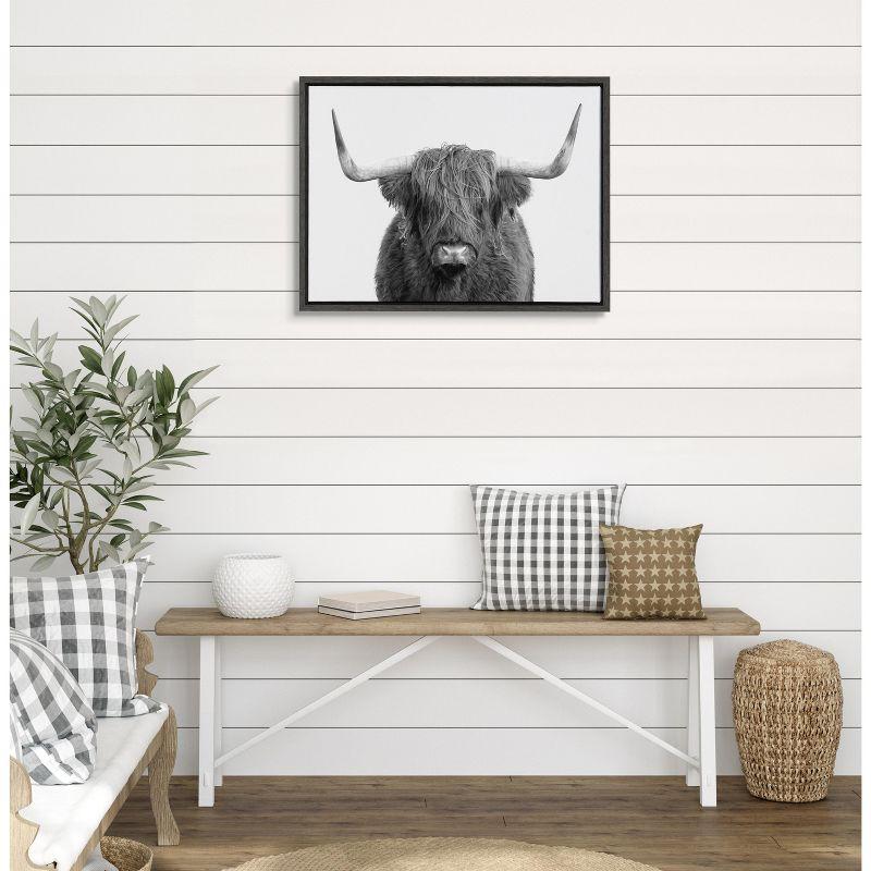 Kate and Laurel Sylvie Highland Cow Portrait Framed Canvas by Amy Peterson Art Studio