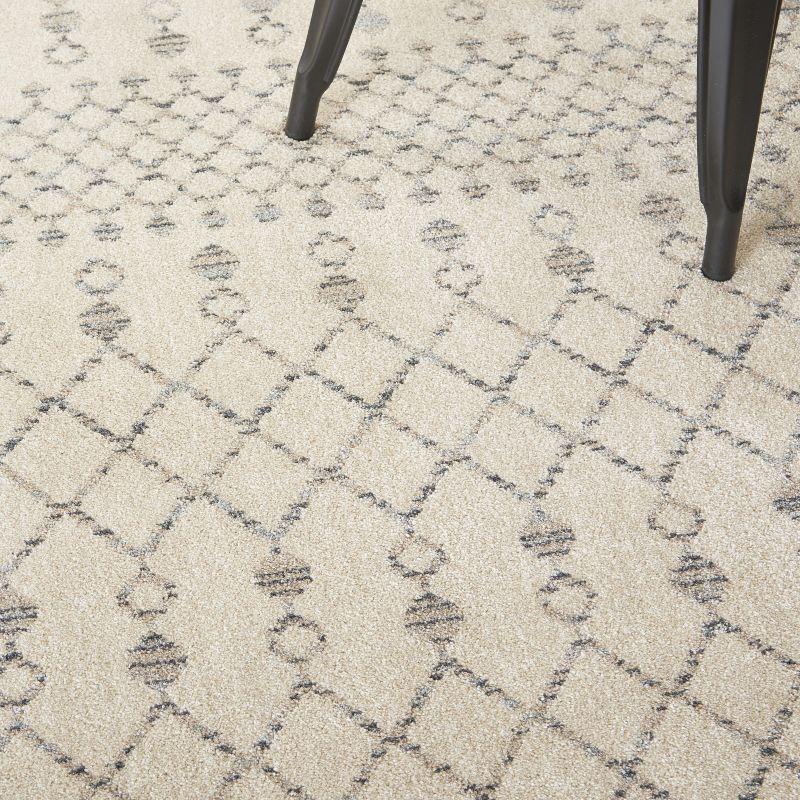 Beige/Grey Geometric Hand-knotted Synthetic Area Rug 5'3" x 7'3"