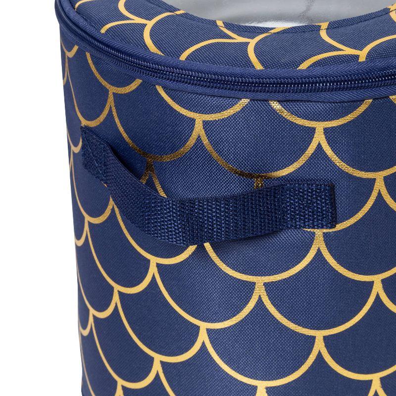 Honey-Can-Do 3pc Round Tableware Storage - Navy/Gold: China & Stemware Storage, Polyester, Spot Clean, 12"x12"x12"