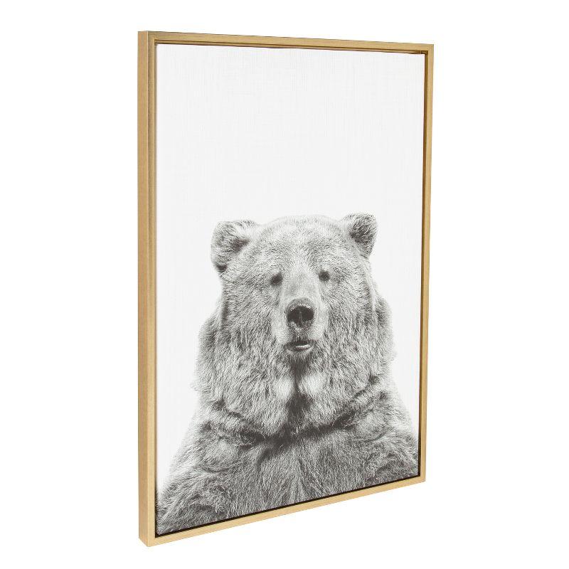 23" x 33" Sylvie Bear Framed Canvas by Simon Te Tai Gold - Kate & Laurel All Things Decor: Modern Animal Wall Art, Plastic Frame
