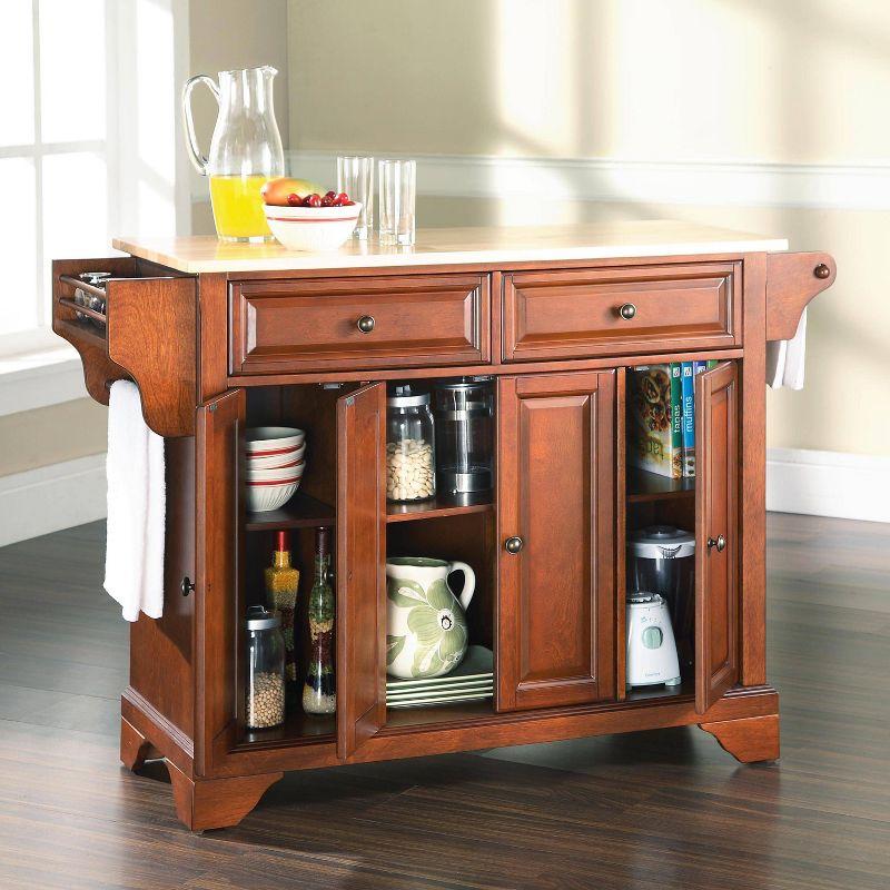 Lafayette Cherry and Natural Wood Kitchen Island Cart