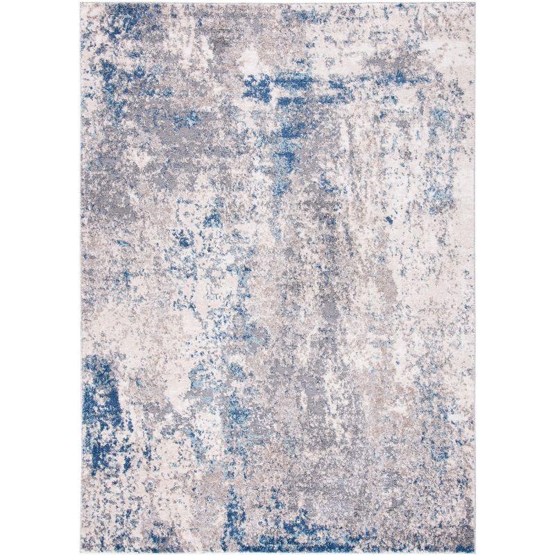 Abstract Elegance 5'3" x 7'7" Hand-Knotted Gray Synthetic Area Rug