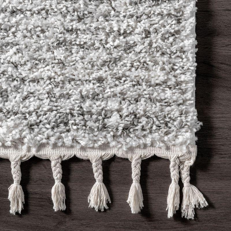 Nuloom Bria Geometric 5x8 Shag Indoor Area Rug for Living Room Bedroom Dining Room Nursery, White/Ivory