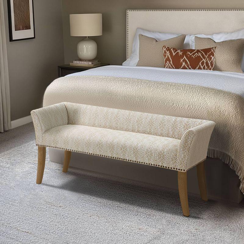 Madera Accent Bench Taupe: Madison Park, Rectangle, Nailhead Trim, Polyester Upholstery, Wood Legs
