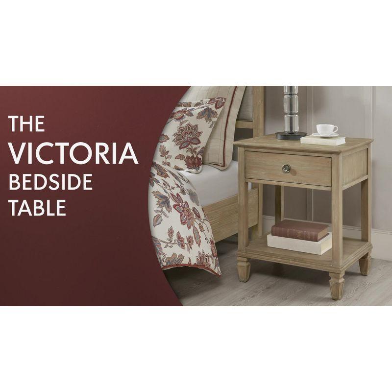 Victoria Nightstand Natural: Madison Park, Rubberwood Frame, Wood Veneer Surface, Transitional Style
