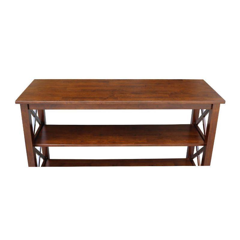 International Concepts Hampton Console Table Espresso: Stained Wood, Fixed Shelf, Rectangular Shape, Spot Clean
