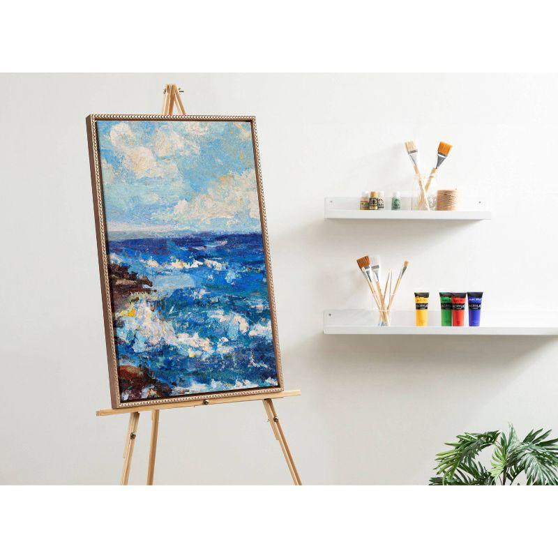 Kate & Laurel All Things Decor 23"x33" Sylvie Beaded Blank Vintage Framed Canvas Wall Art Gold: Transitional Style, Beaded Plastic Frame