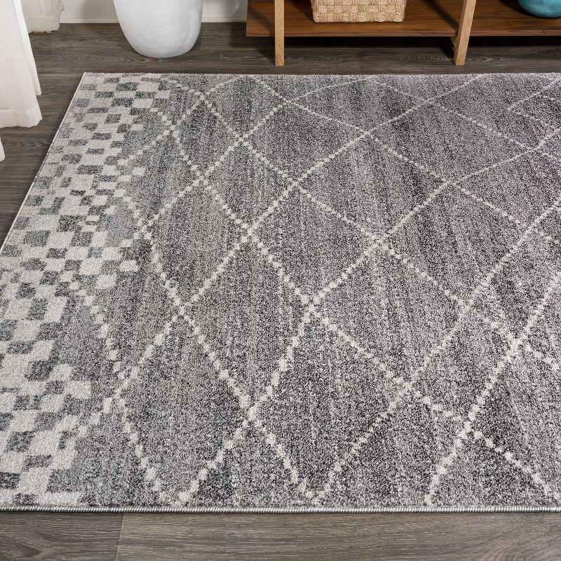 4'x6' Asilah Moroccan Modern Diamond Area Rug, Gray - JONATHAN Y
