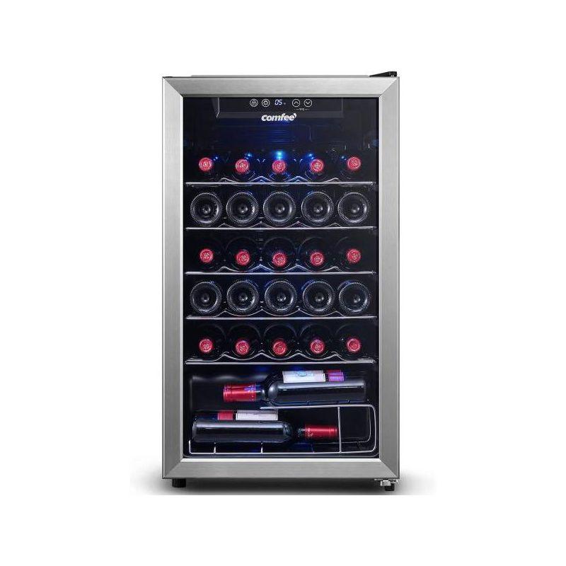 Comfee 18.9-in. 29-Bottle Freestanding Indoor Wine Cooler, Stainless Steel
