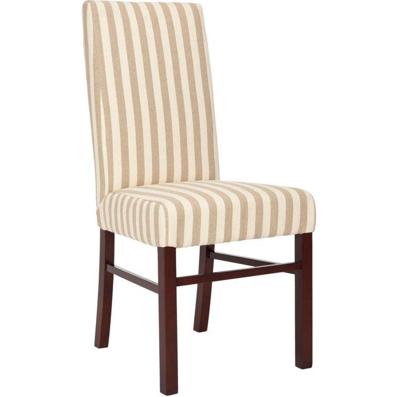 Cherry Mahogany & Cream Leather Parsons Side Chair, Set of 2