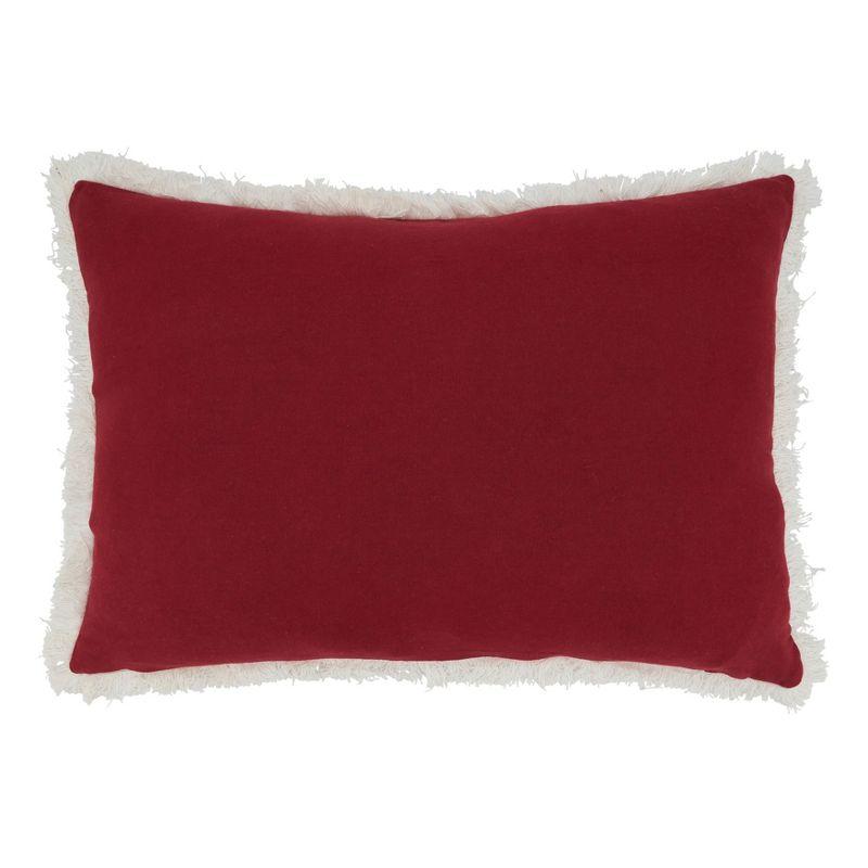 Red Cotton Fringed Christmas Trees Throw Pillow Cover, 14"x20"