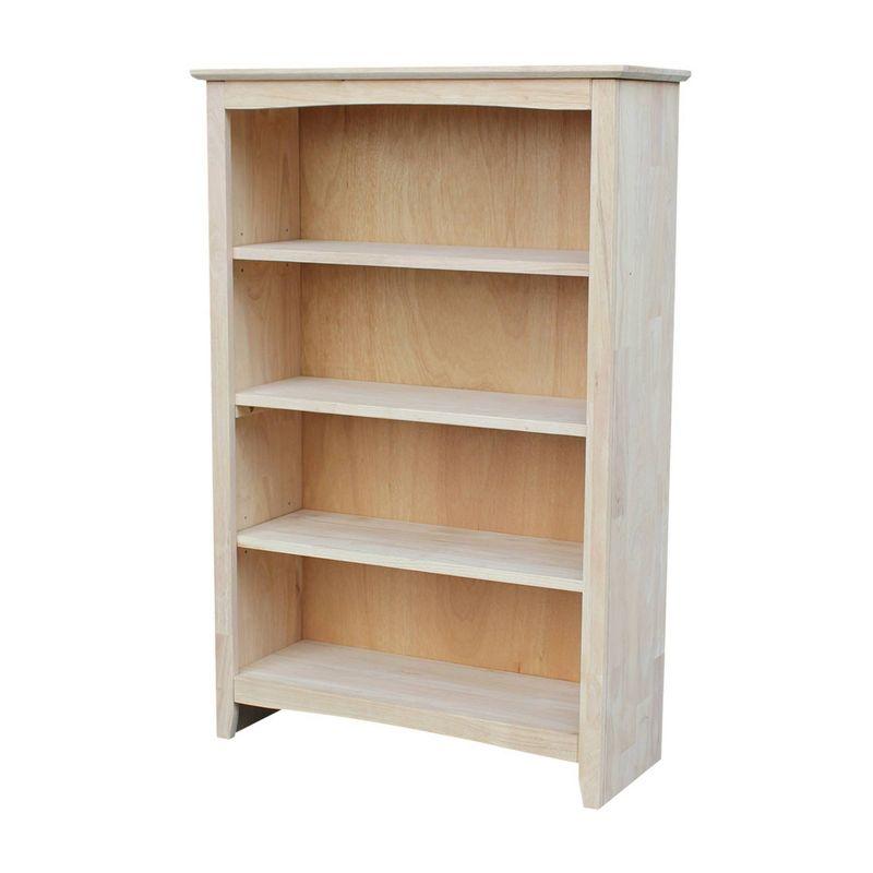 Traditional Solid Wood Adjustable Brown Shaker Bookcase 48"H