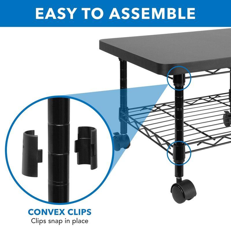 Mount-It! Under Desk Printer Stand with Wheels & Storage Shelf for Office and Home Use, 2 Tiers