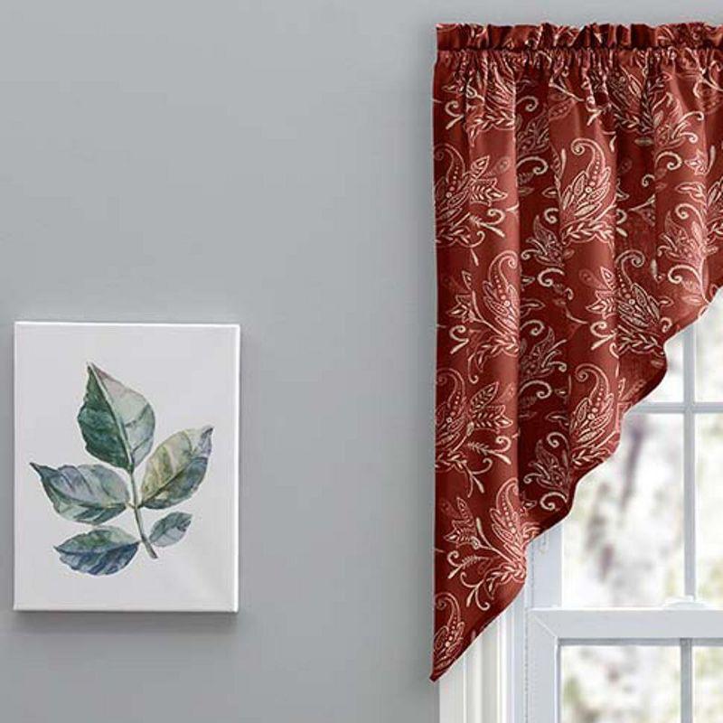 Ellis Curtain Lexington Leaf Pattern on Colored Ground Tailored Swags 56"x36" Brick