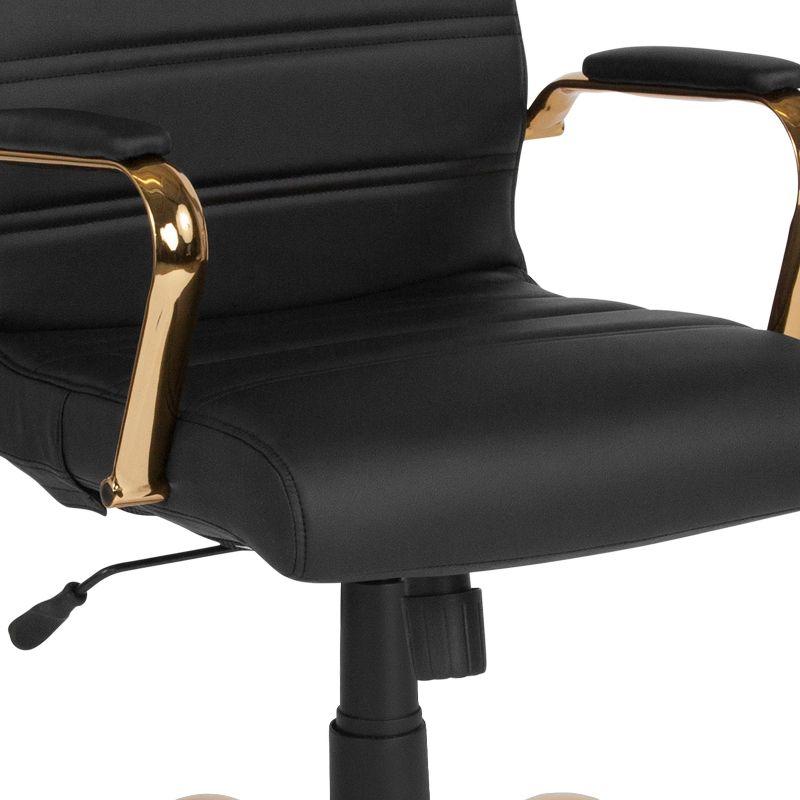 Elegant Black LeatherSoft Executive Chair with Gold Metal Frame