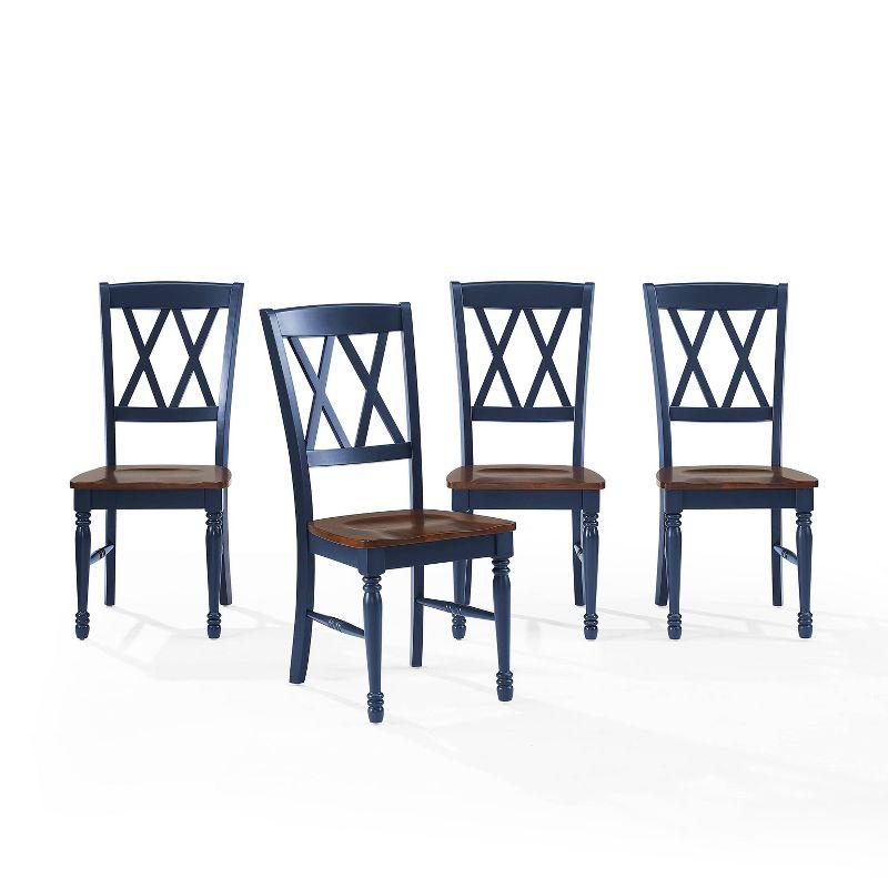 Crosley Shelby 4pc Dining Chair Set Navy: Traditional Design, Rubberwood Frame, X-Back